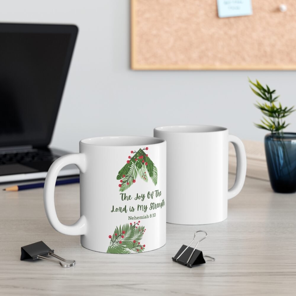 The Joy Of the Lord is My Strength - Nehemiah 8:10, Motivational Coffee Cup, Christian Gift, Stationery, Home Decor, Holiday Drinkware