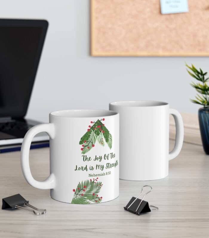 The Joy Of the Lord is My Strength - Nehemiah 8:10, Motivational Coffee Cup, Christian Gift, Stationery, Home Decor, Holiday Drinkware