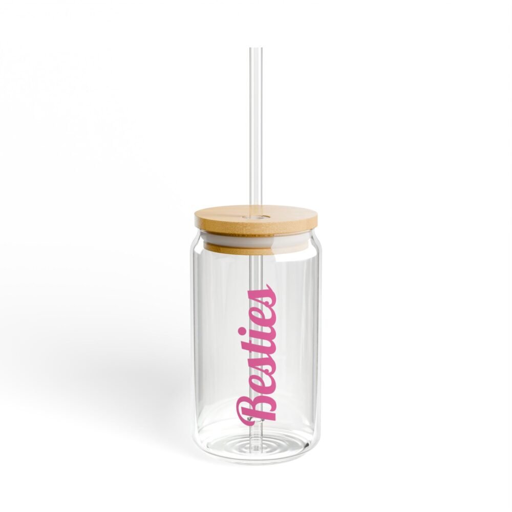 Besties Sipper Glass, 16oz – Perfect Gift for Friends, Summer BBQs, Pool Parties, Personalized Drinkware, Cute Kitchen Decor, Glass [...] - Image 2