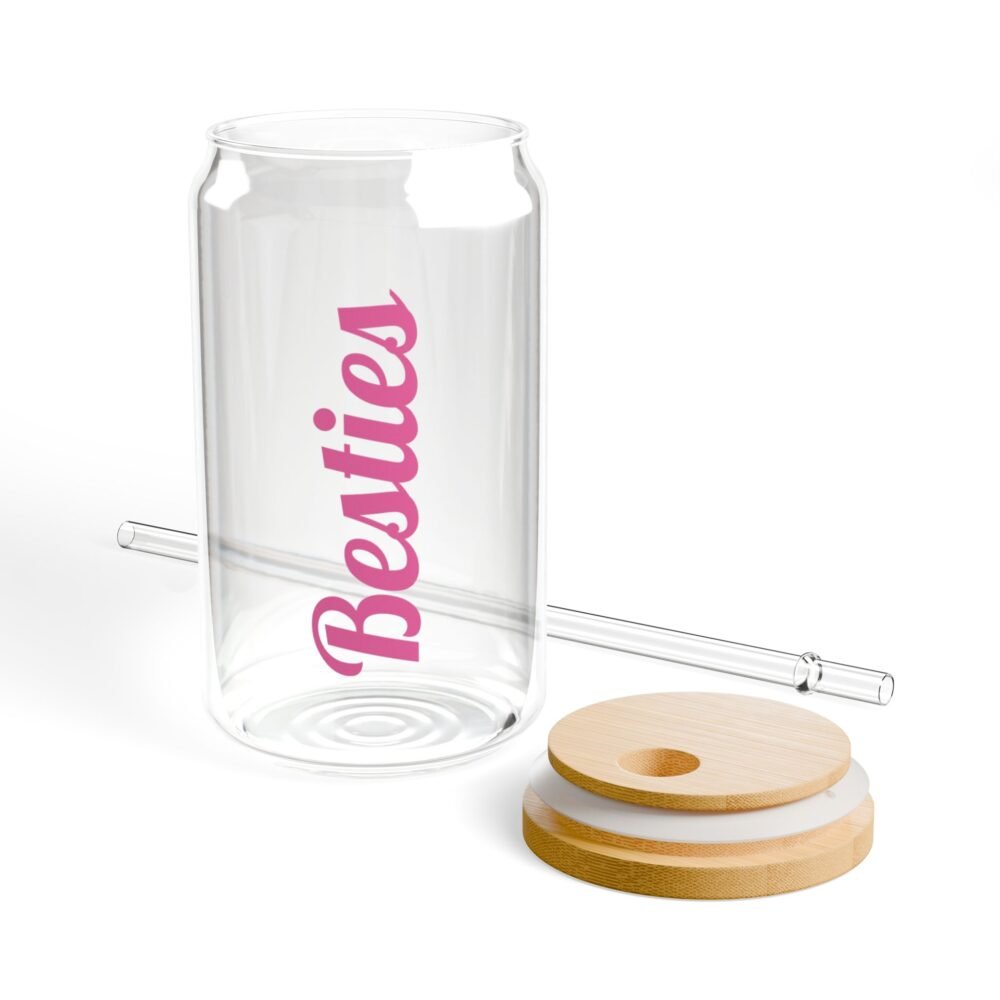 Besties Sipper Glass, 16oz – Perfect Gift for Friends, Summer BBQs, Pool Parties, Personalized Drinkware, Cute Kitchen Decor, Glass [...] - Image 3